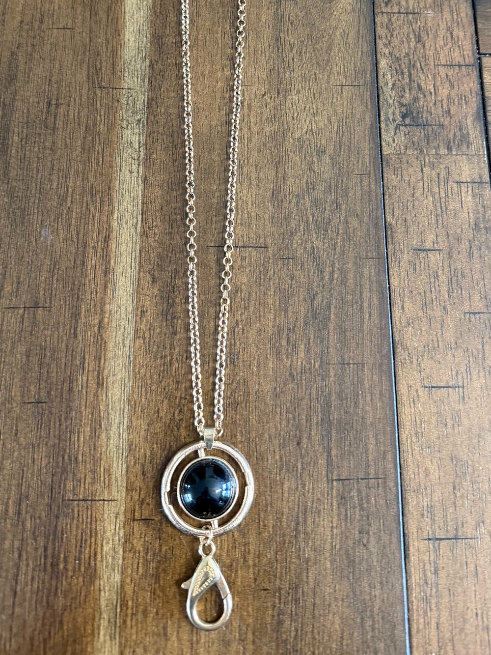 paparazzi Gold and Black Strand Necklace with Cabochon Drop with lobster clasp